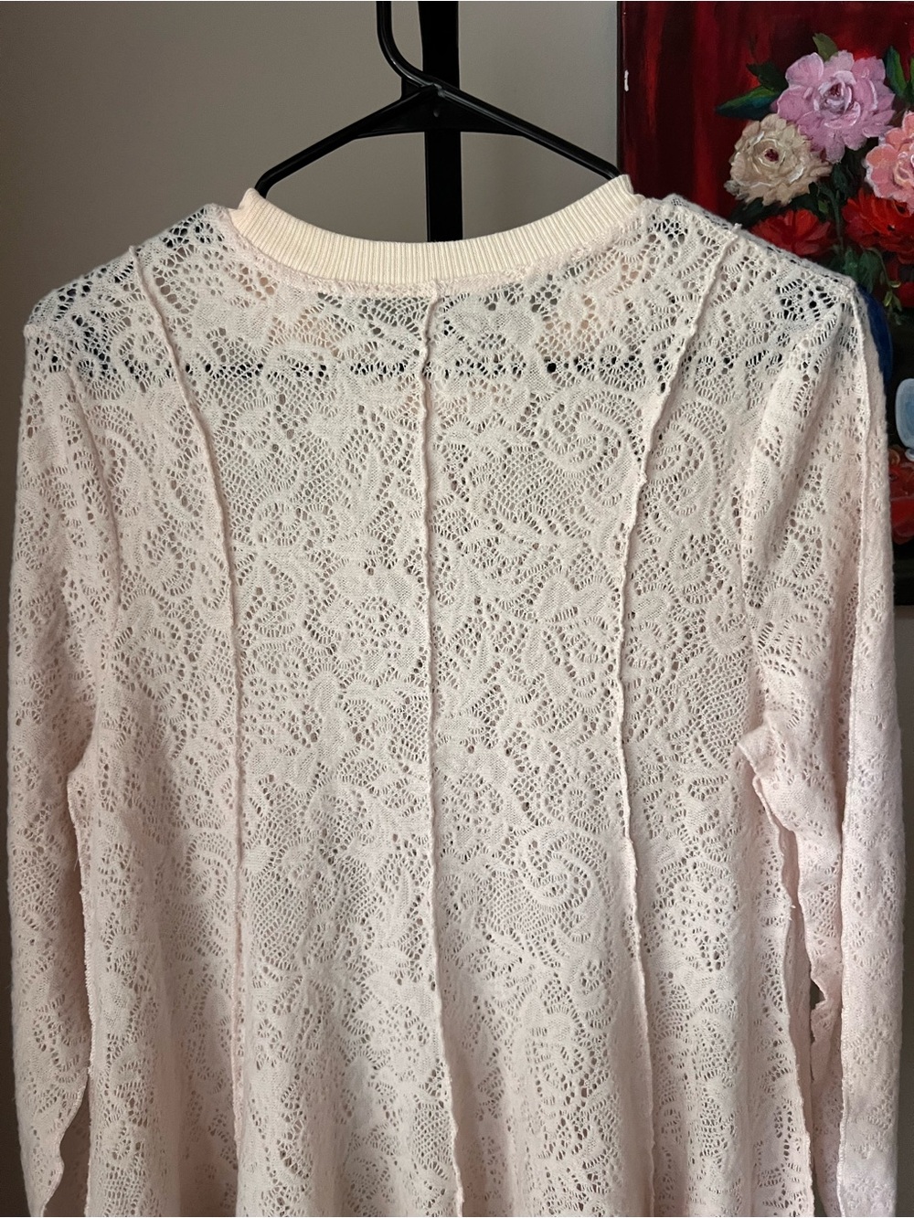 Free people coffee in the morning sheer Lace Long-Sleeve Swing Dress in Cream - Picture 8 of 8
